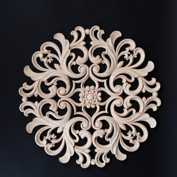 DECOR ROTUND FLORAL, DIN LEMN, 30 CM